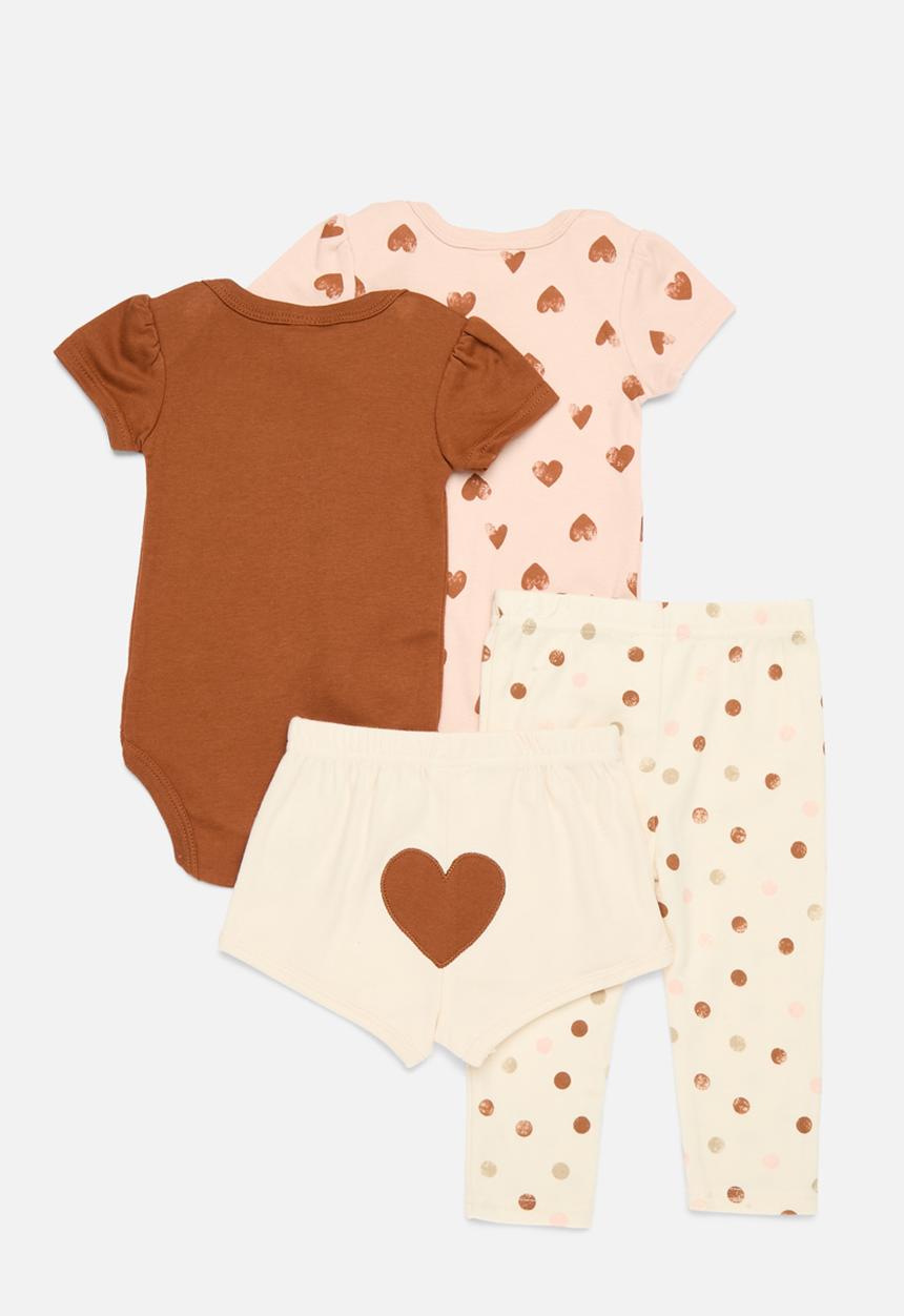 Pop Candy - 4 Piece bodyvest shorts & legging set - pink