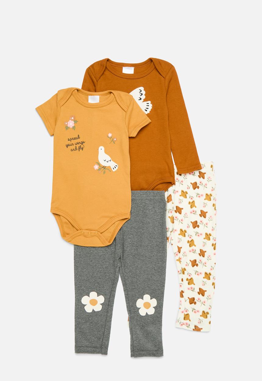 Pop Candy - 4 Piece bodyvest & legging set - rust & brown