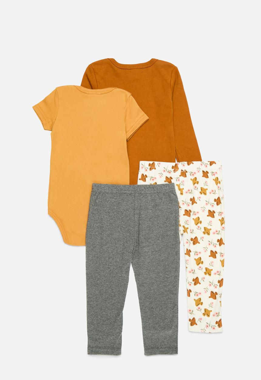 Pop Candy - 4 Piece bodyvest & legging set - rust & brown