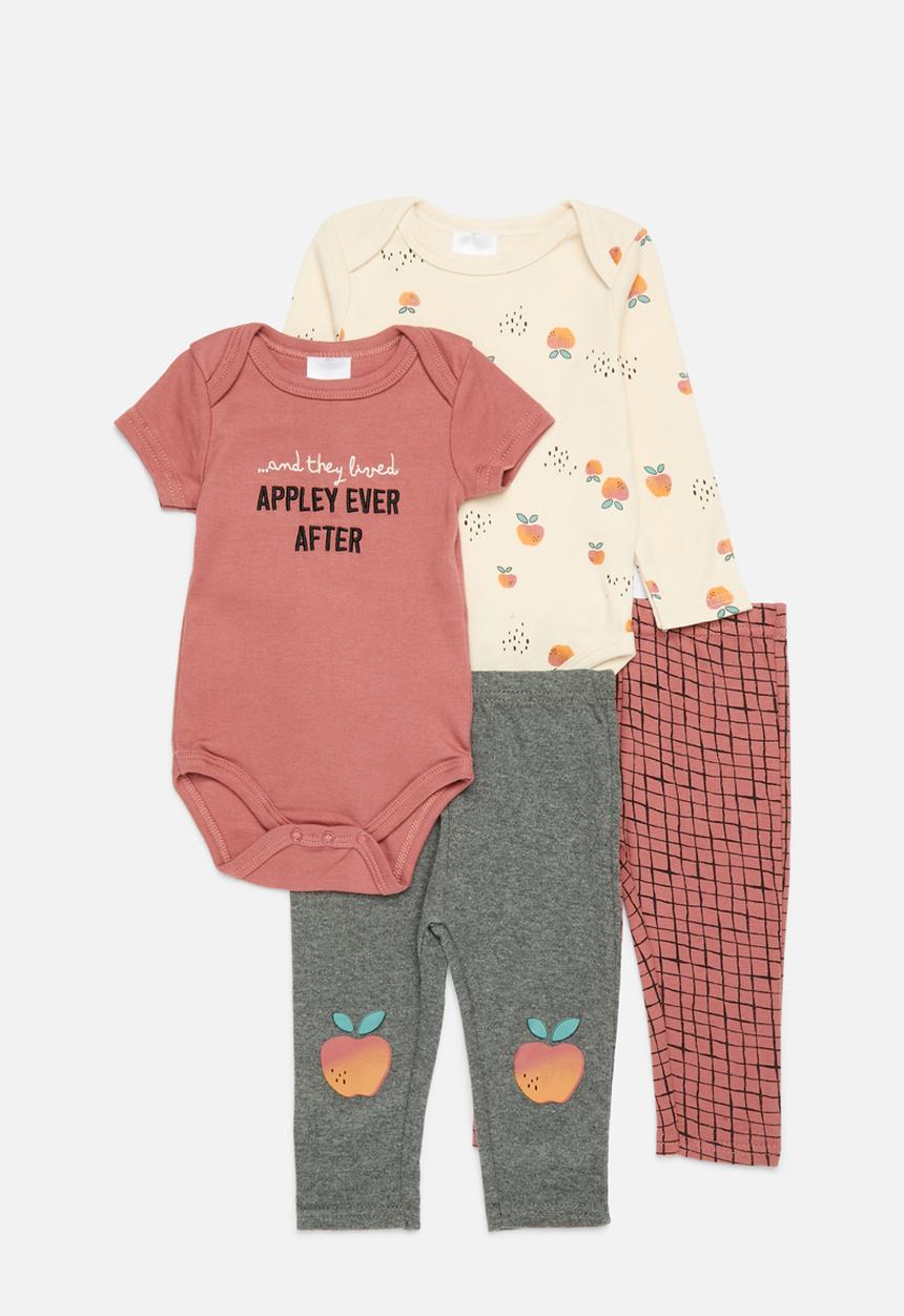 Pop Candy - 4 Piece bodyvest & legging set - rust & ecru