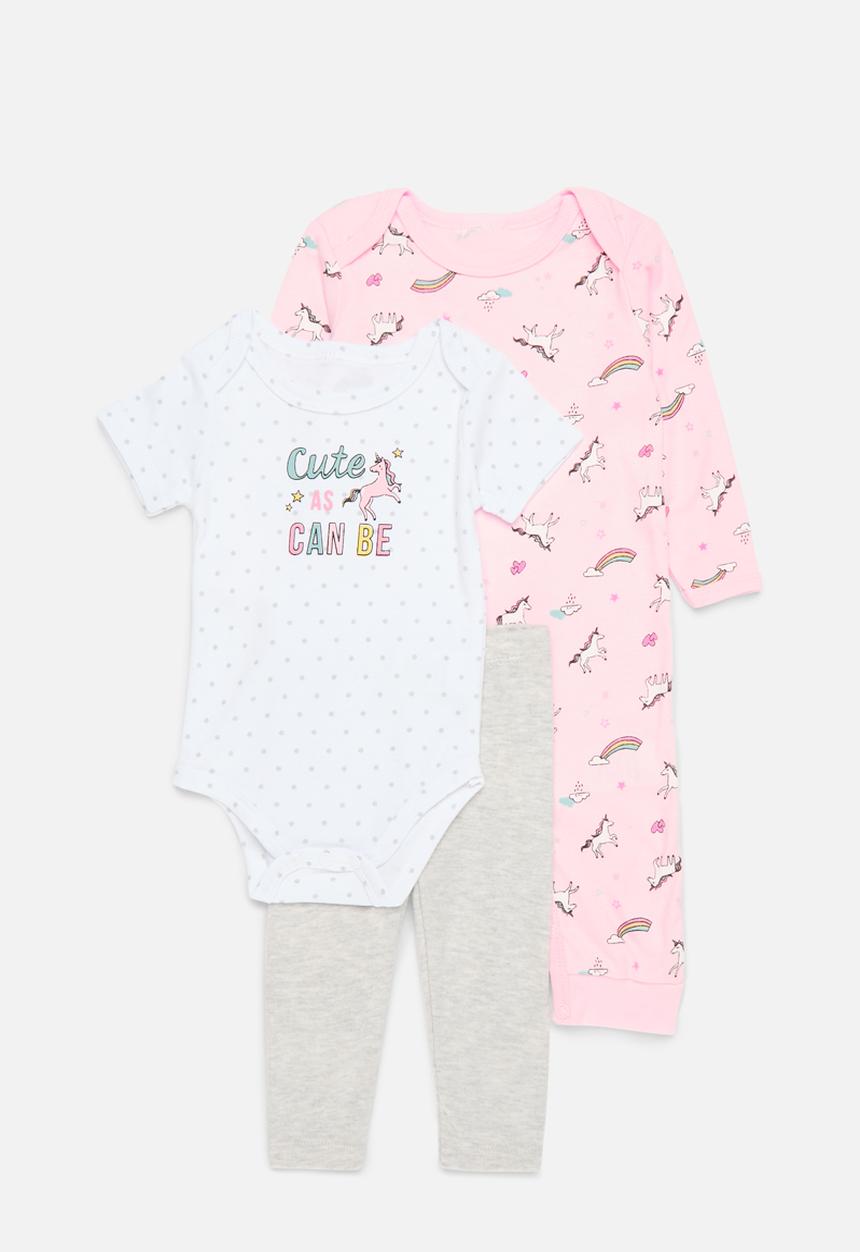 Pop Candy - 3 Piece romper bodyvest & legging set - pink & white