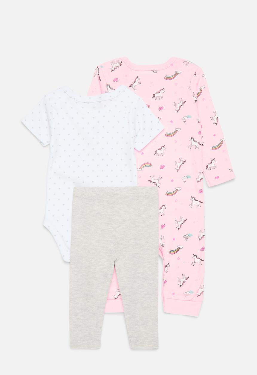 Pop Candy - 3 Piece romper bodyvest & legging set - pink & white