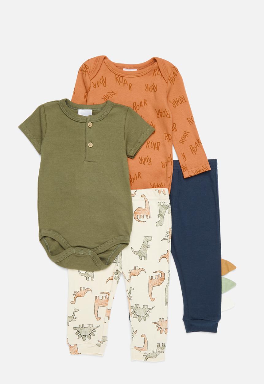 Pop Candy - 4 Piece bodyvest & legging set - green & rust
