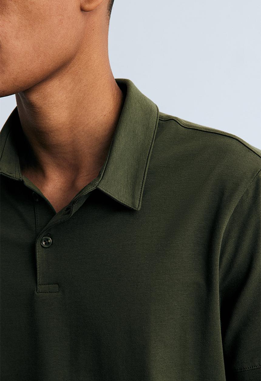 H&M - Slim fit polo shirt - dark khaki green
