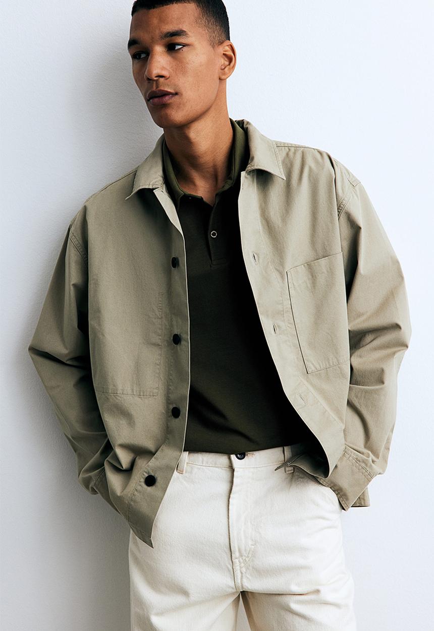 H&M - Slim fit polo shirt - dark khaki green