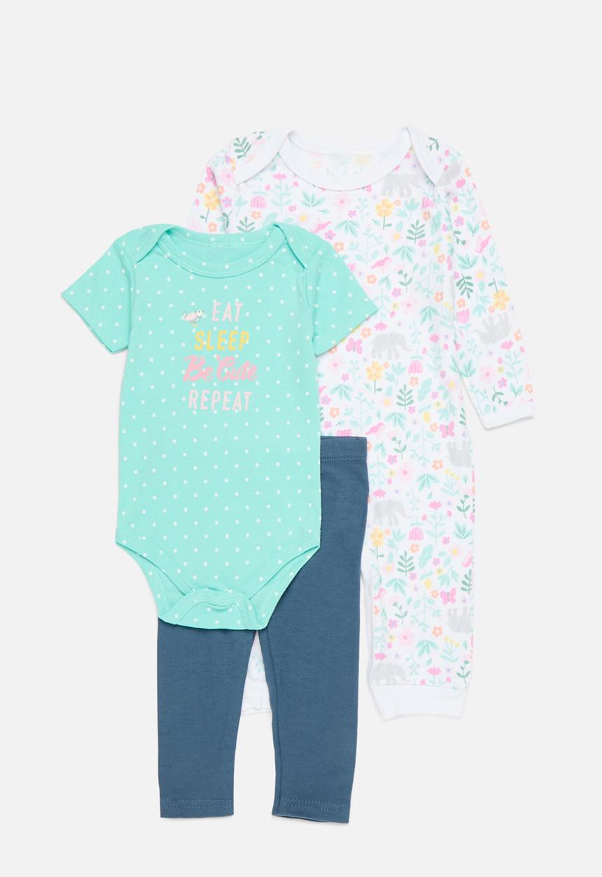 Pop Candy - 3 Piece romper bodyvest & legging set - aqua blue