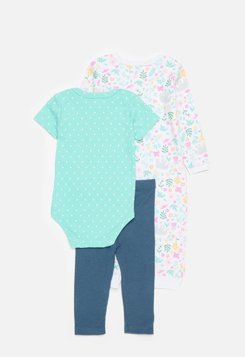 Pop Candy - 3 Piece romper bodyvest & legging set - aqua blue
