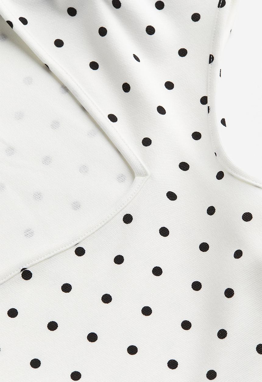 H&M - Cap-sleeved top - white & spotted