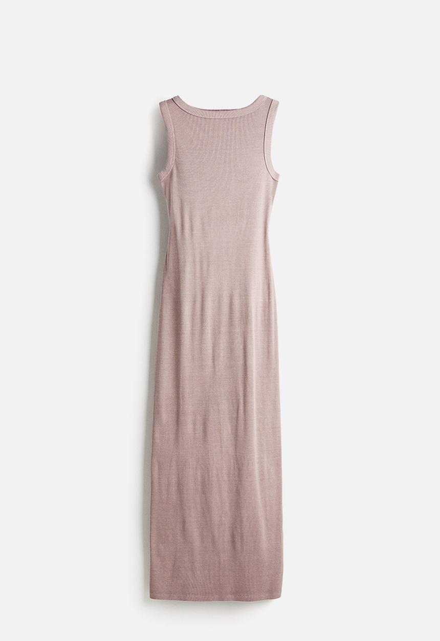 H&M - Ribbed bodycon dress - dusty pink