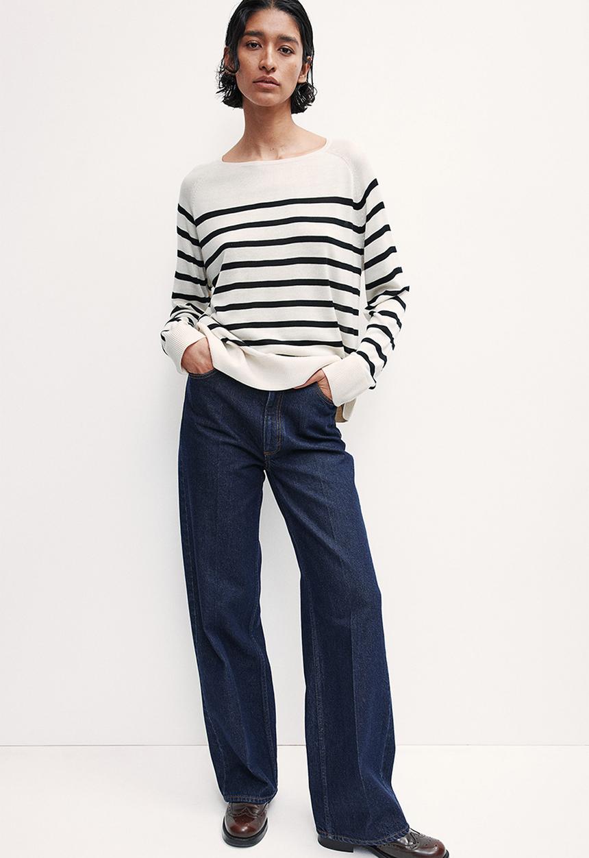 H&M - Fine-knit jumper - cream & black striped