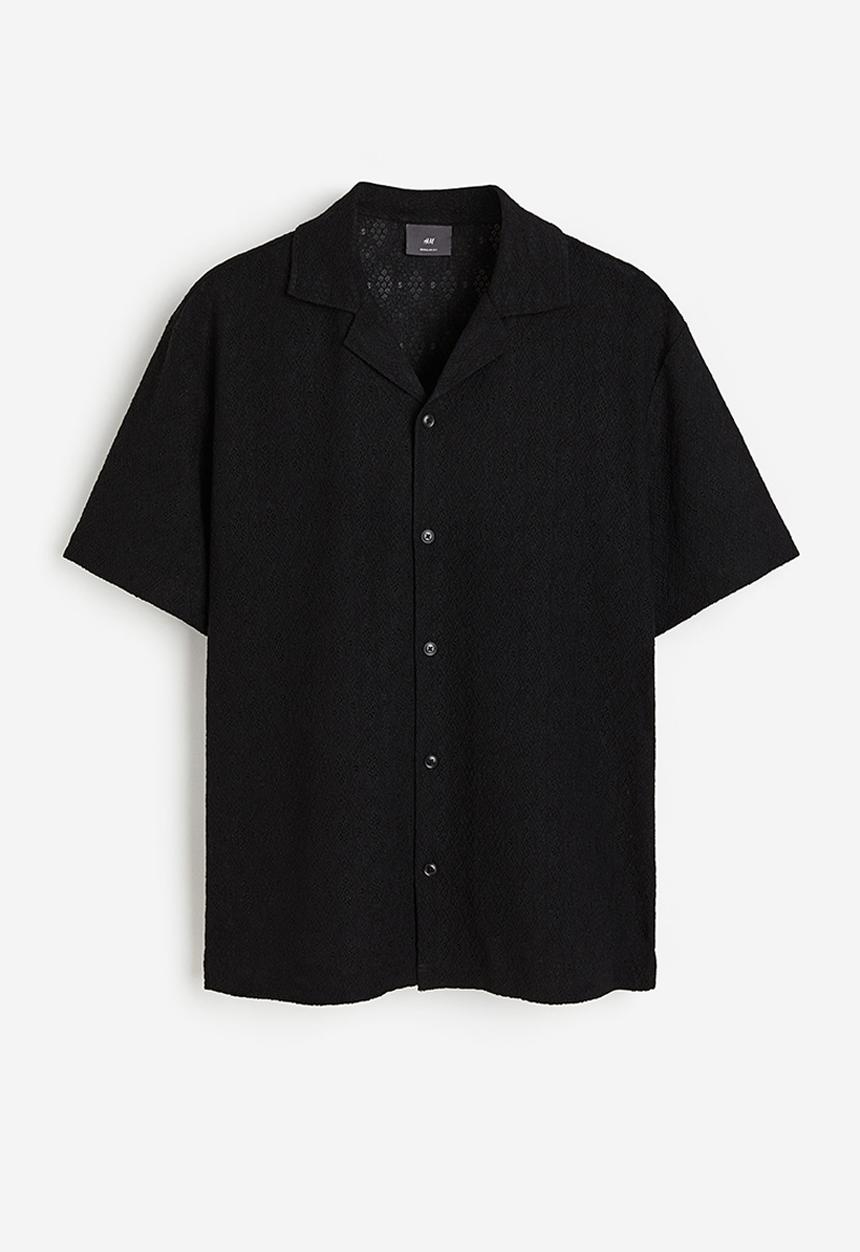 H&M - Regular fit lace resort shirt - black