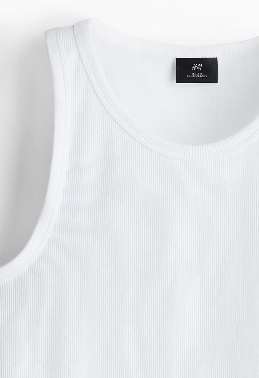 H&M - Slim fit ribbed vest top - white