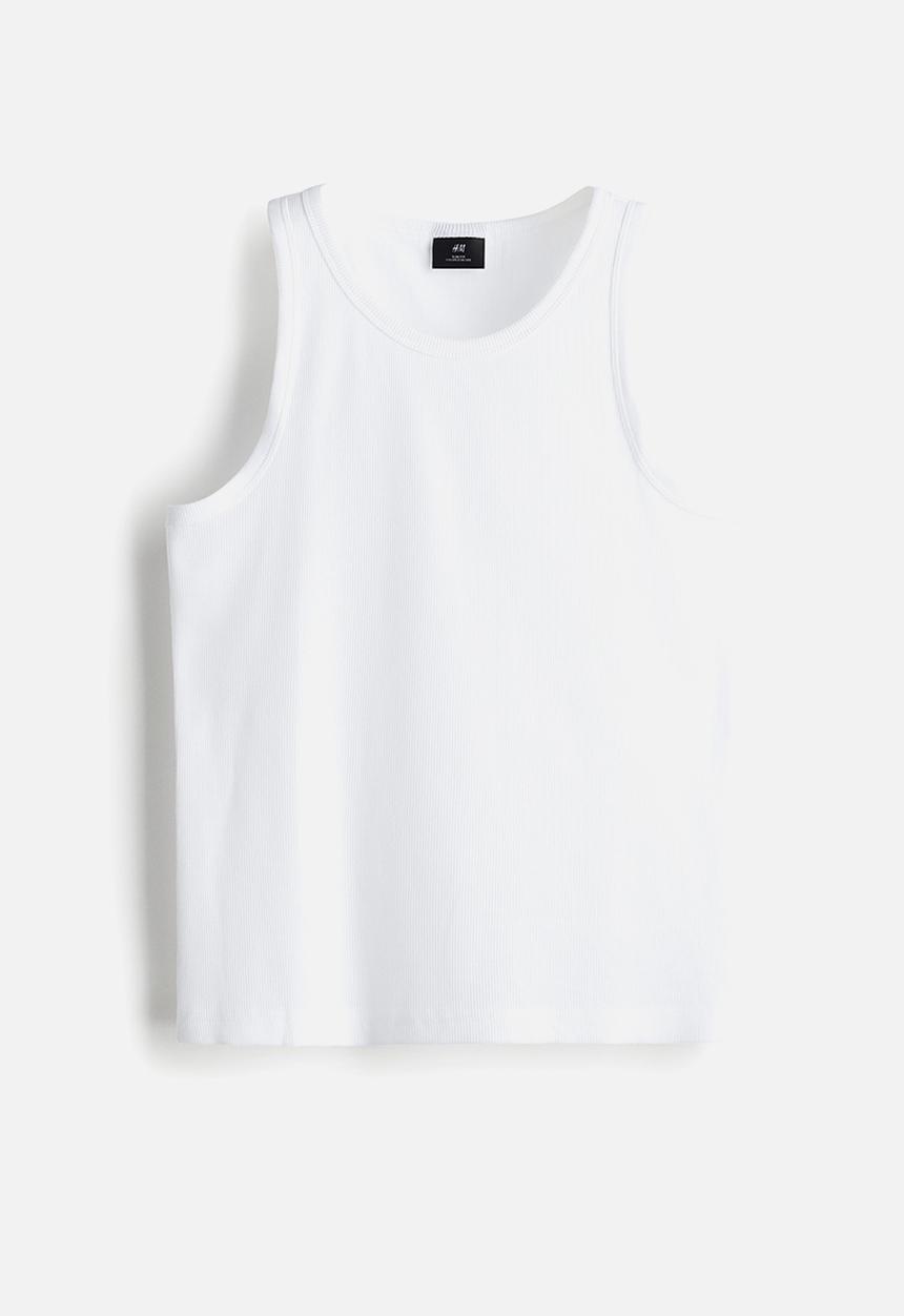 H&M - Slim fit ribbed vest top - white