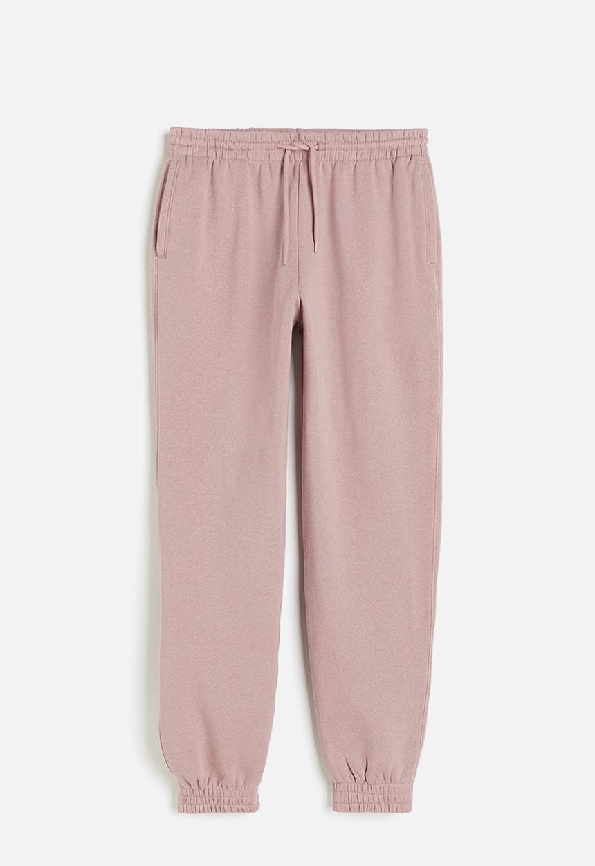 H&M - High-waisted joggers - dusty pink marl 
