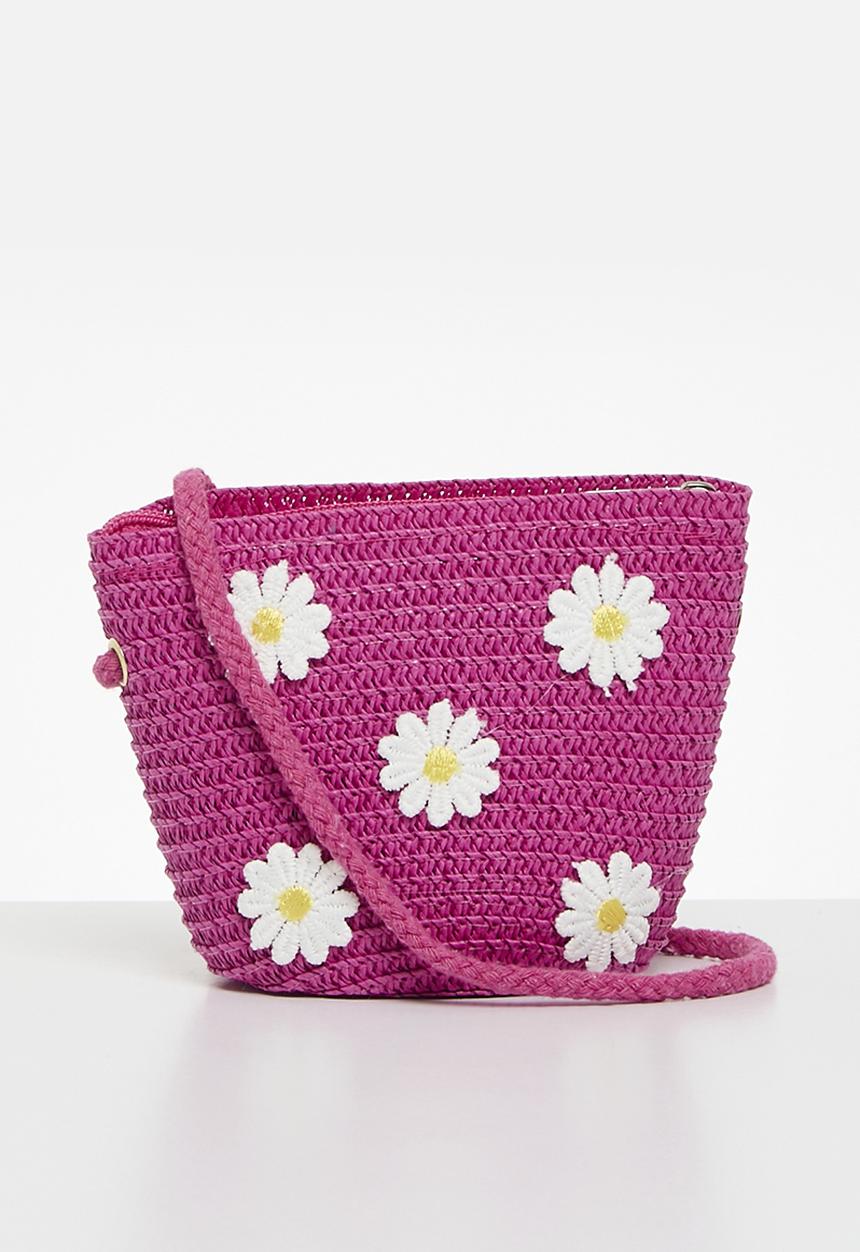 Pop Candy - Floral décor straw bag - cerise