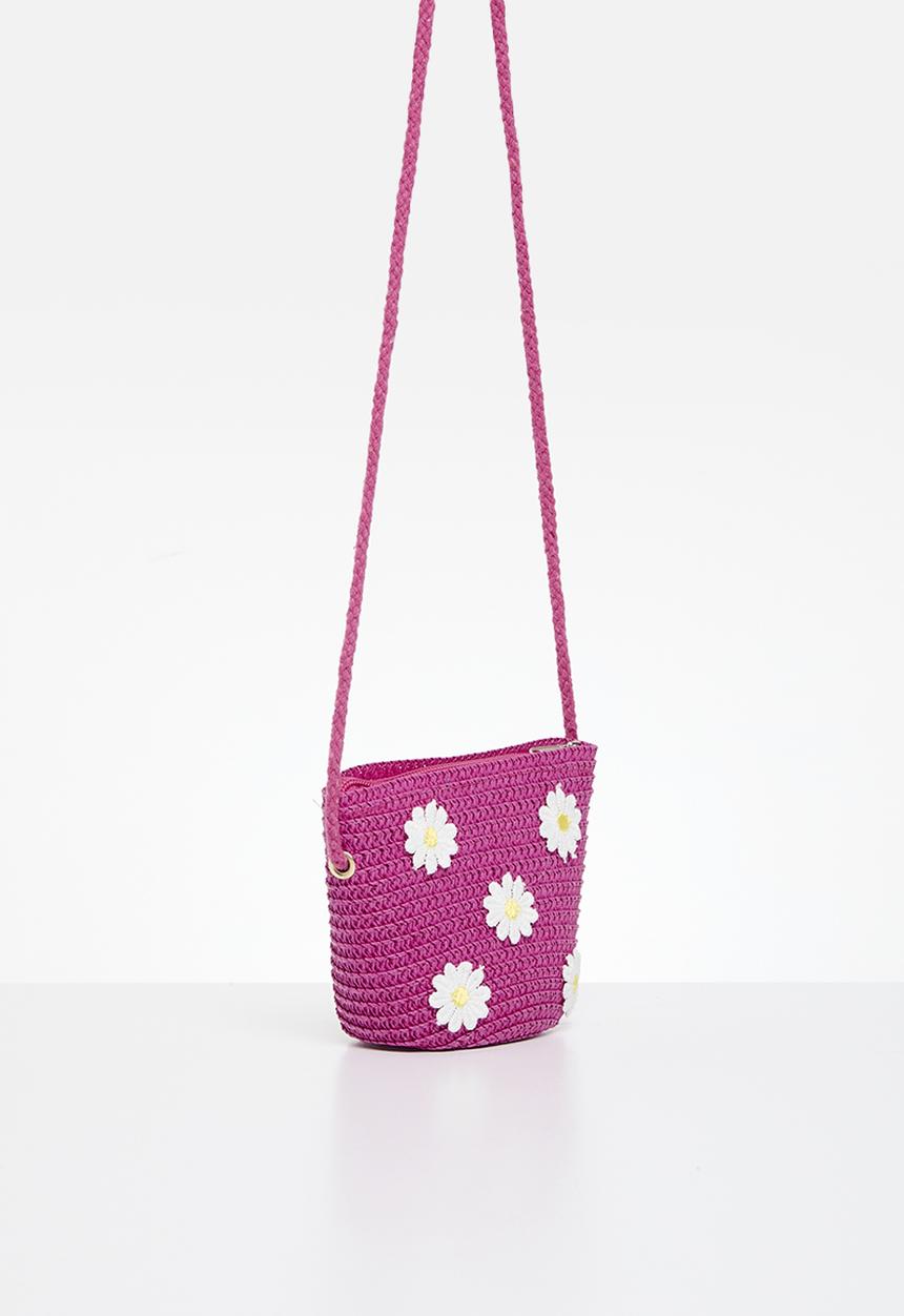 Pop Candy - Floral décor straw bag - cerise