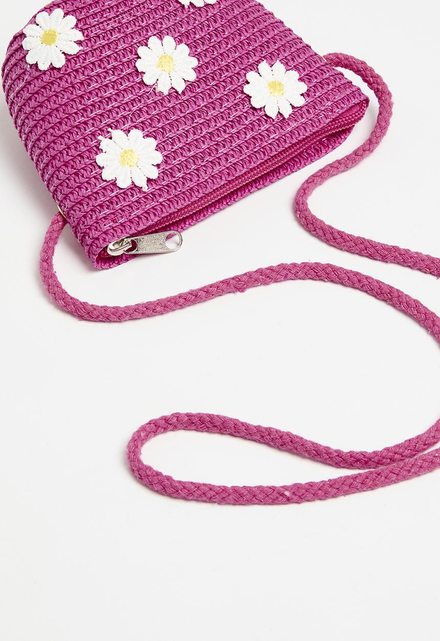 Pop Candy - Floral décor straw bag - cerise
