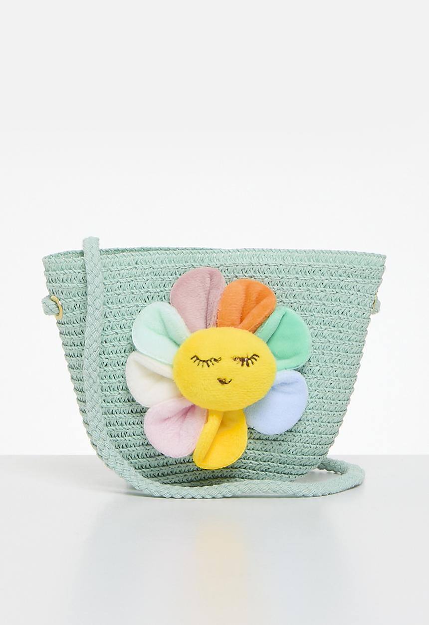 Pop Candy - Flora décor straw bag - blue