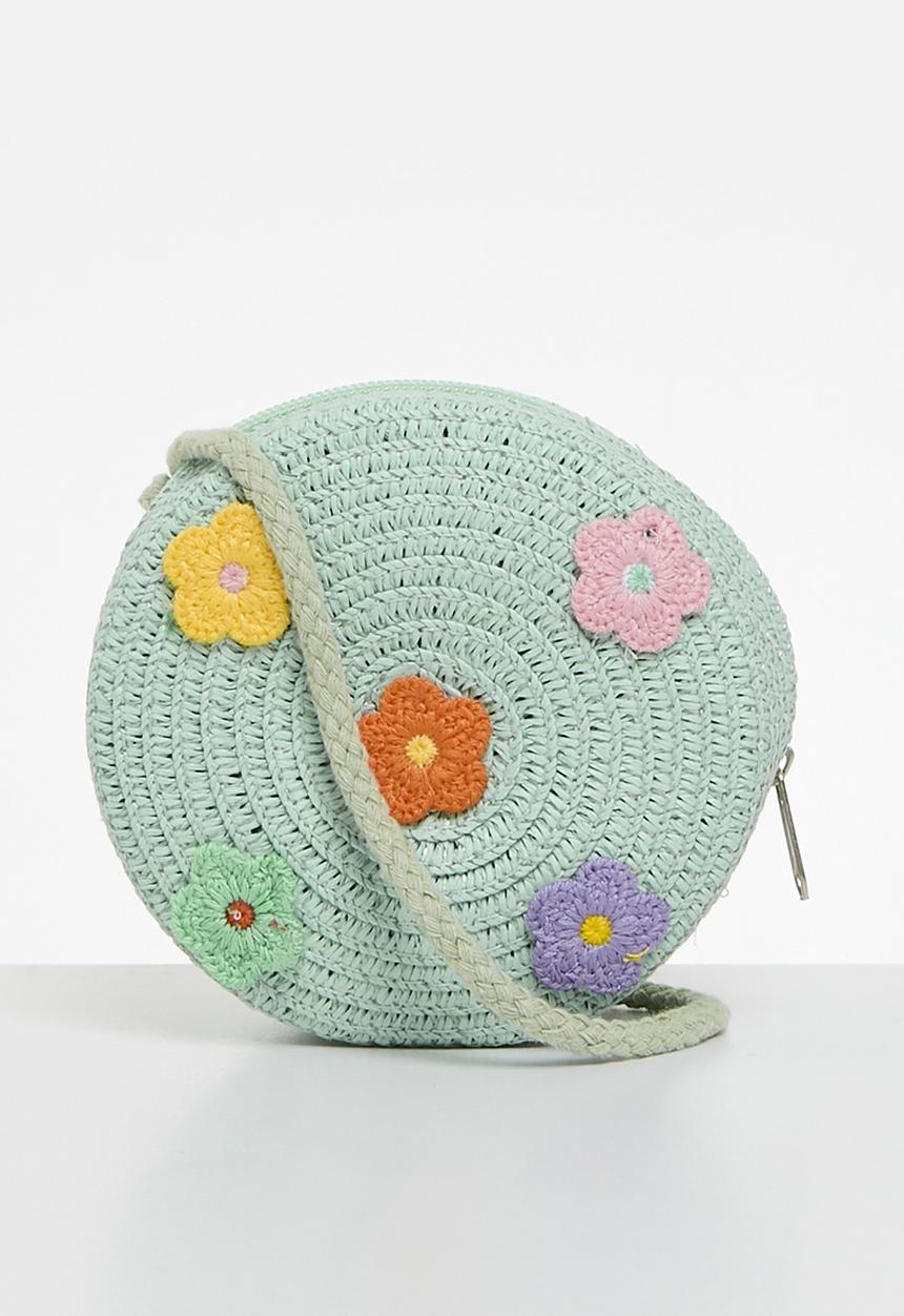 Pop Candy - Floral straw bag - light blue