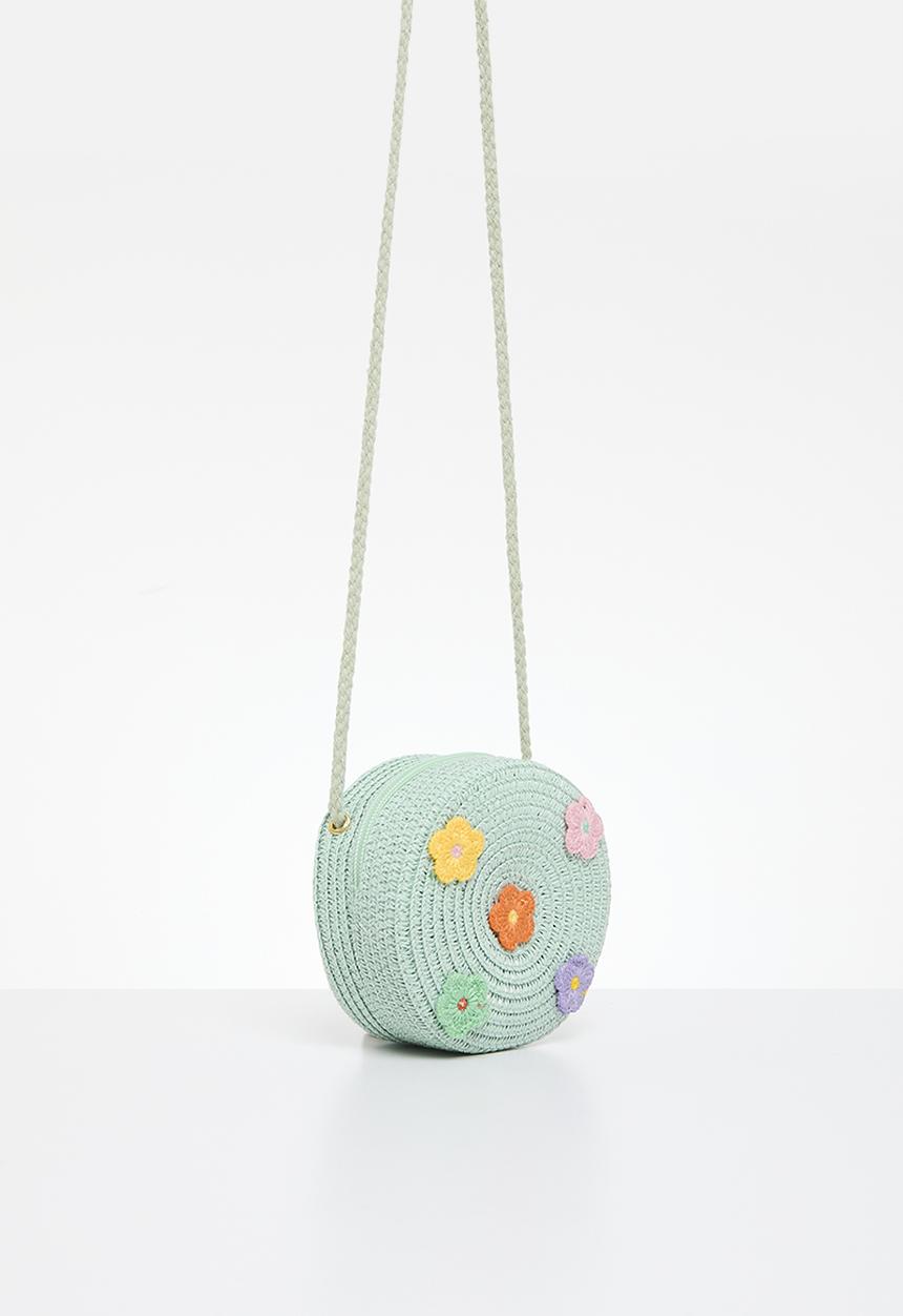Pop Candy - Floral straw bag - light blue