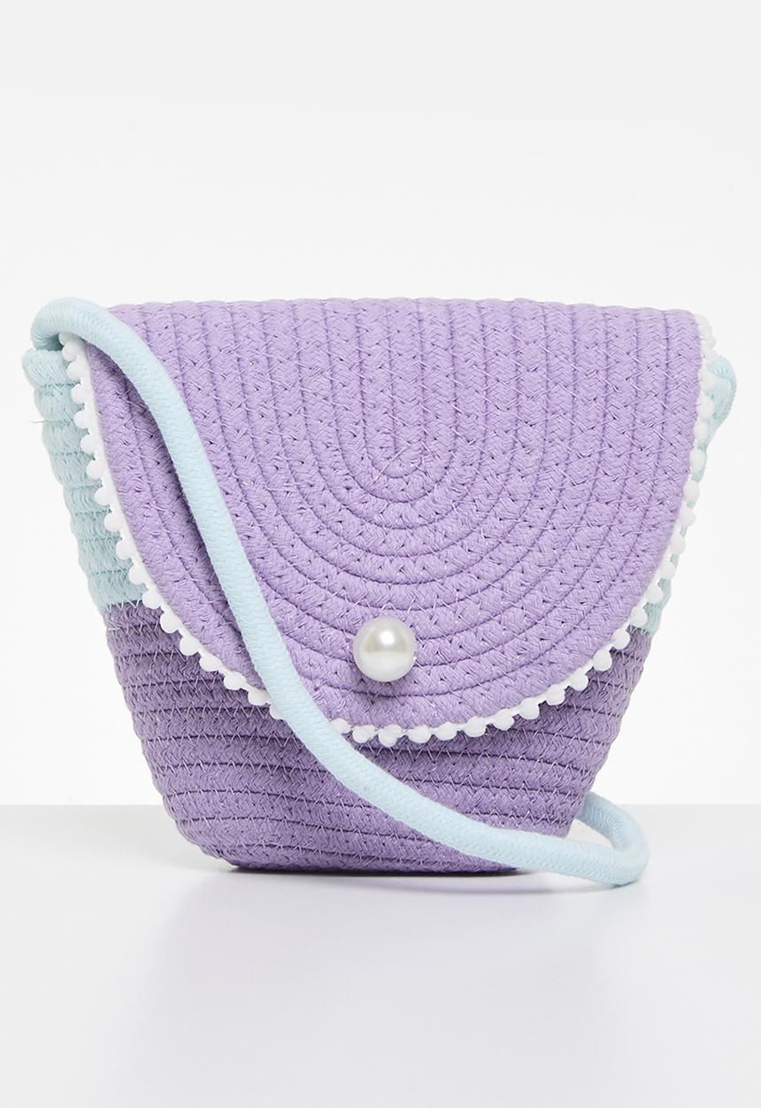 Pop Candy - Contrast woven shoulder bag - lilac & blue