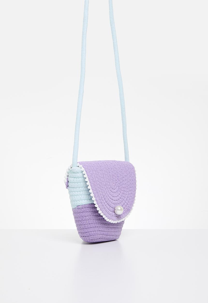 Pop Candy - Contrast woven shoulder bag - lilac & blue