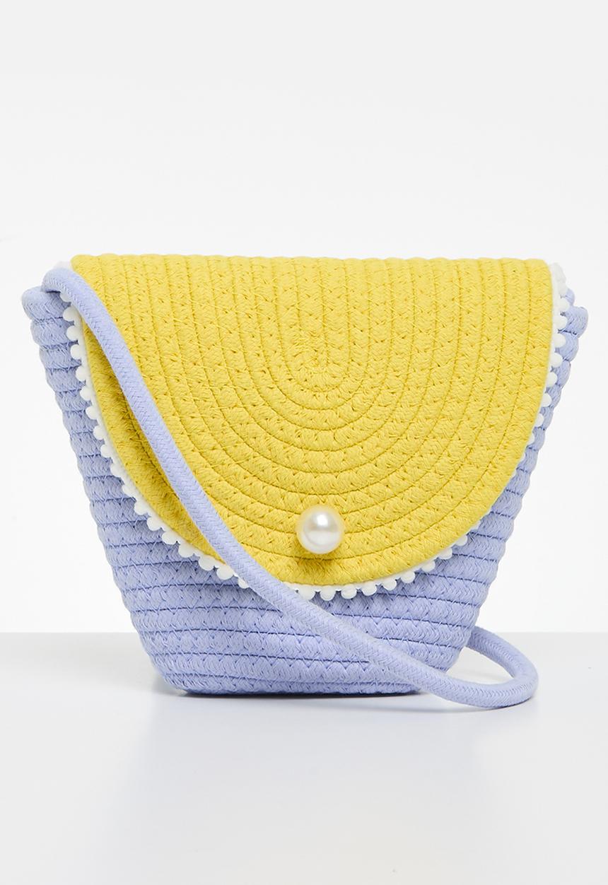 Pop Candy - Contrast woven shoulder bag - blue & yellow