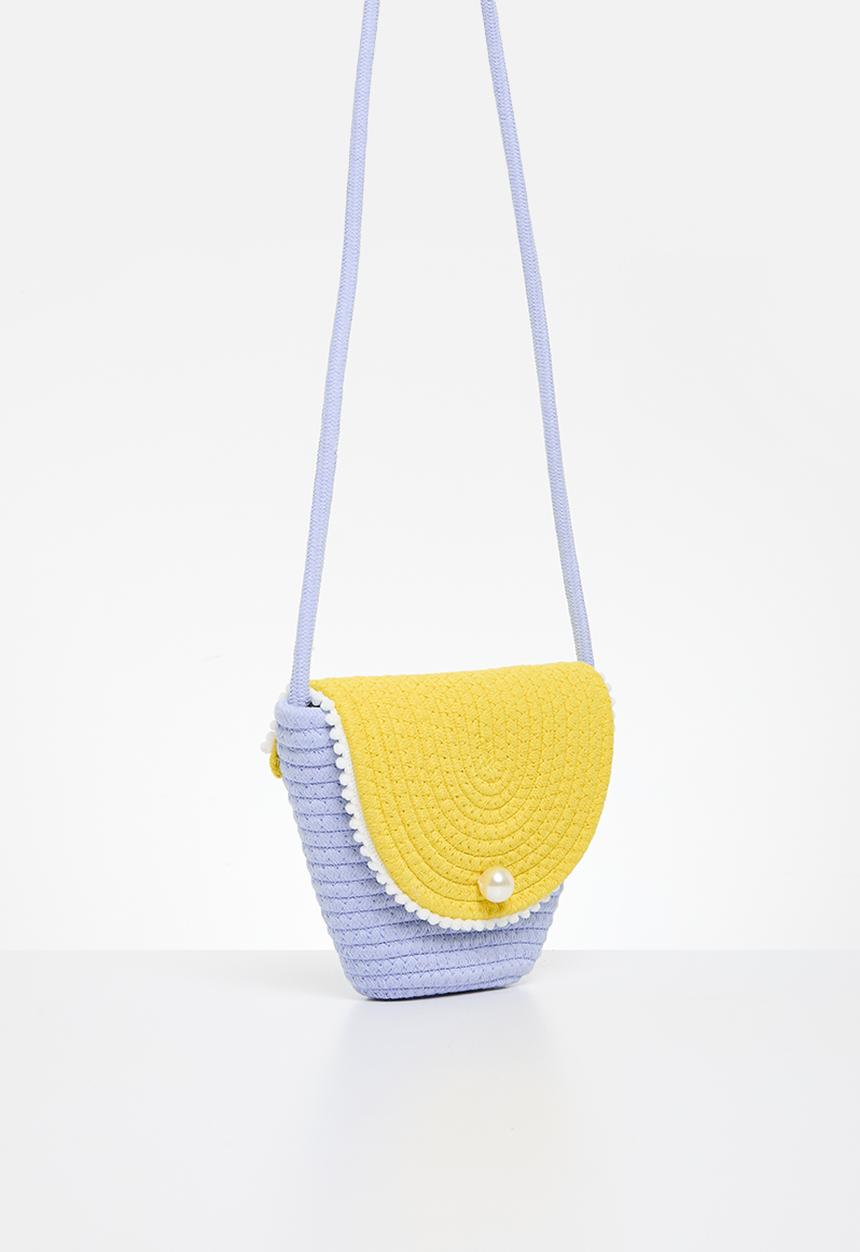 Pop Candy - Contrast woven shoulder bag - blue & yellow