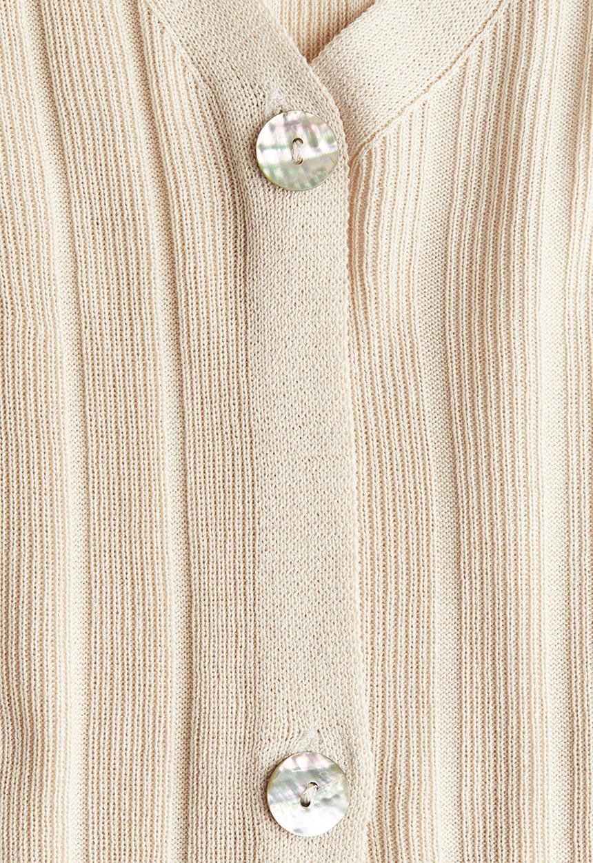 H&M - Rib-knit cardigan - light beige