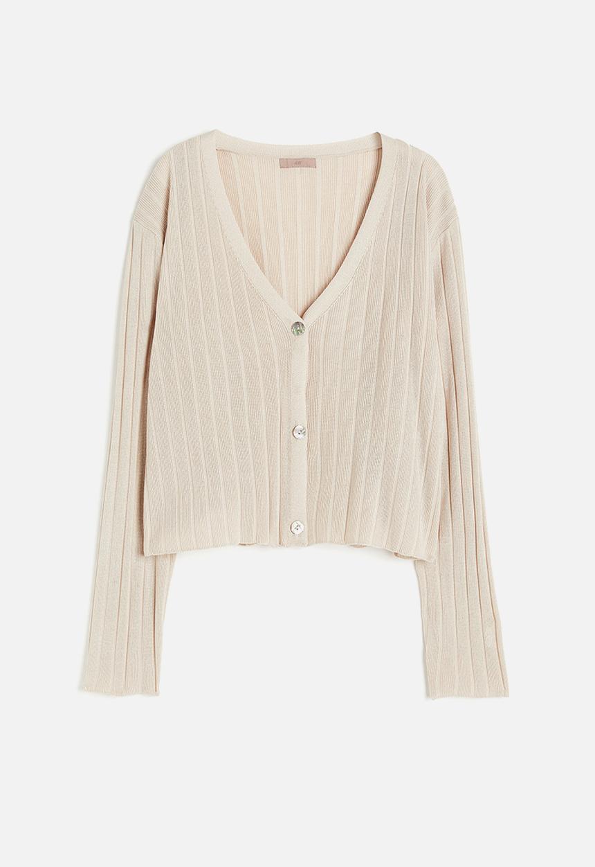 H&M - Rib-knit cardigan - light beige