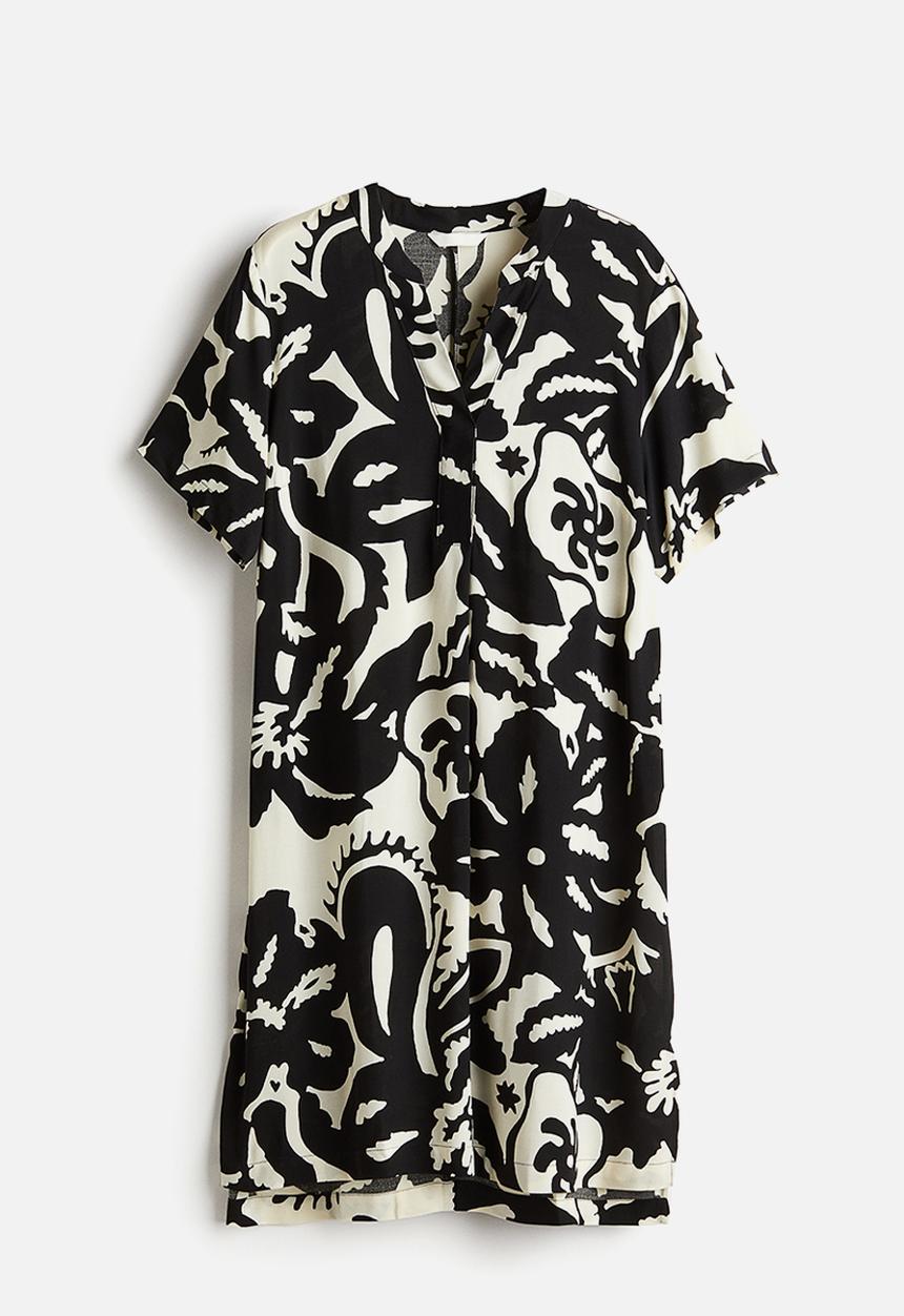 H&M - Viscose tunic dress - black & floral 
