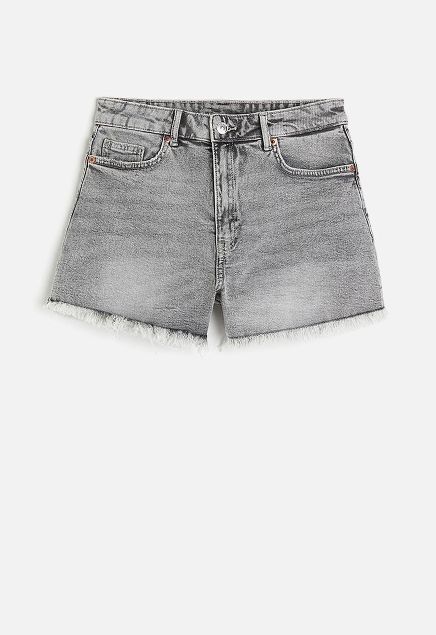 H&M - High-waisted denim shorts - light grey