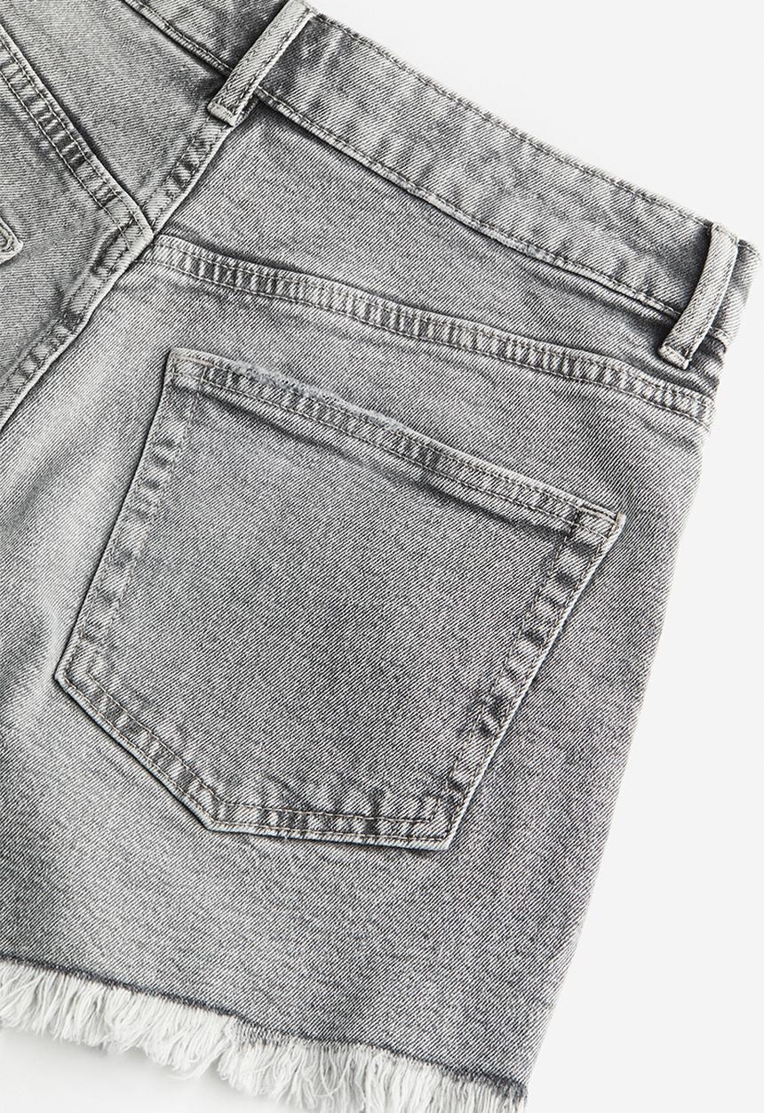 H&M - High-waisted denim shorts - light grey