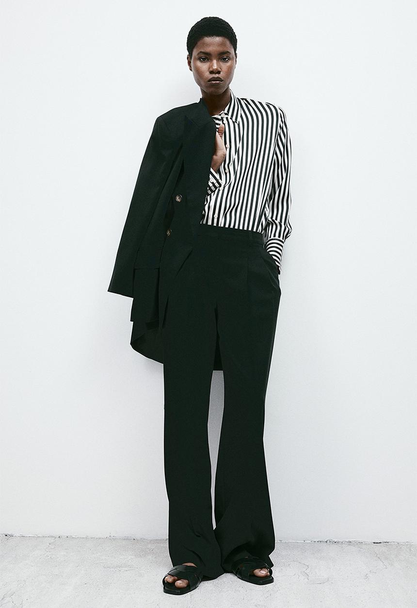 H&M - Shirt - white & black striped