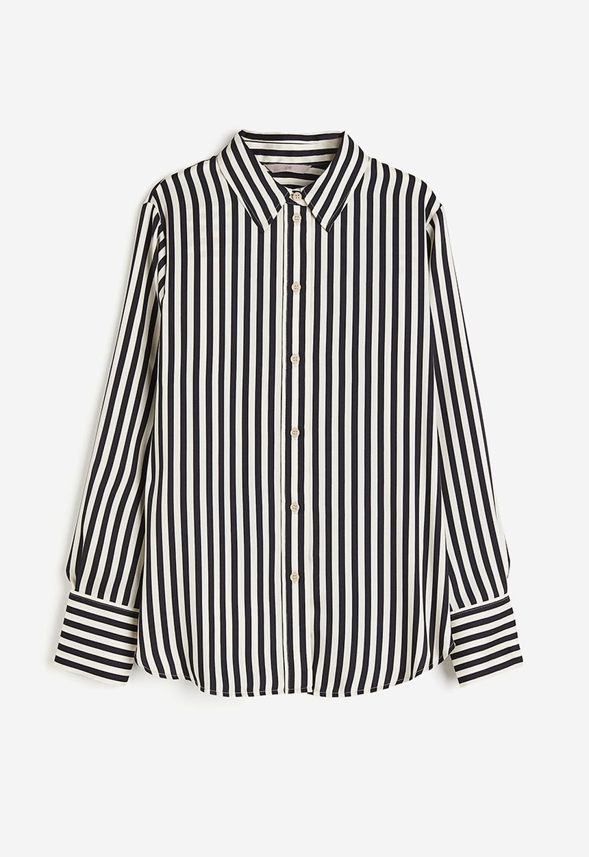 H&M - Shirt - white & black striped