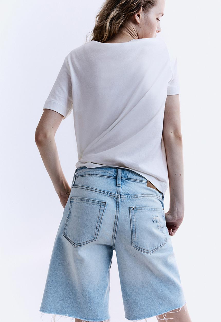 H&M - Baggy low denim shorts - light denim blue