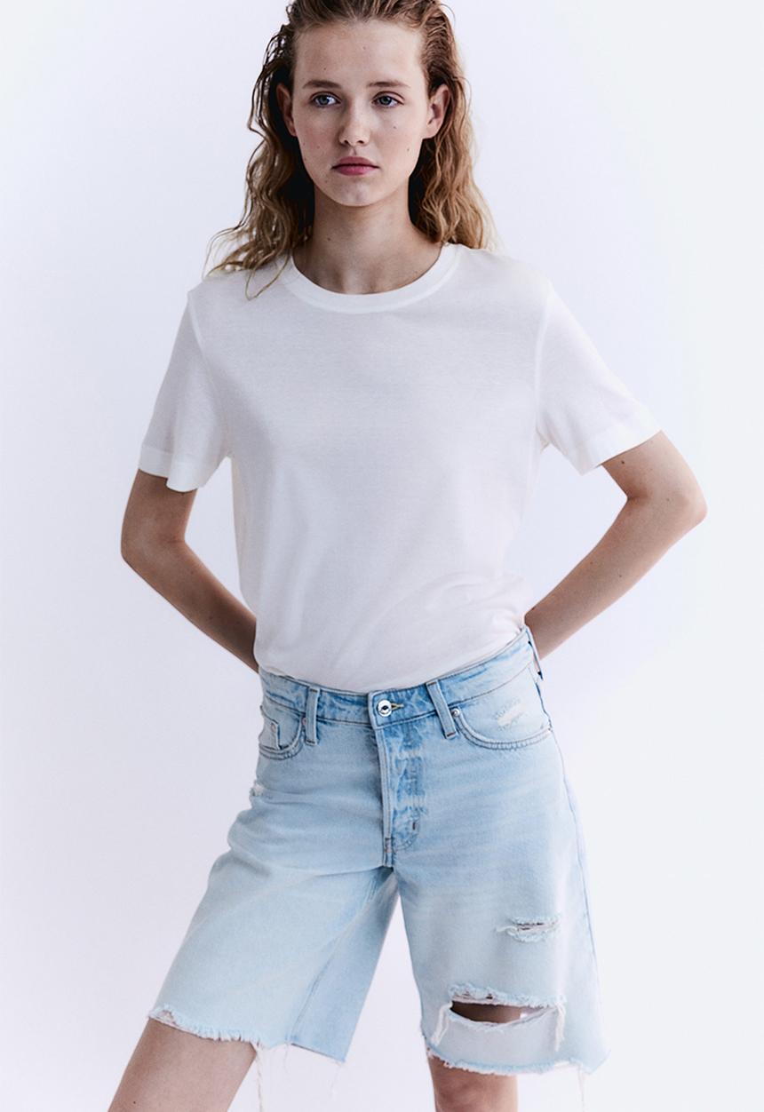 H&M - Baggy low denim shorts - light denim blue