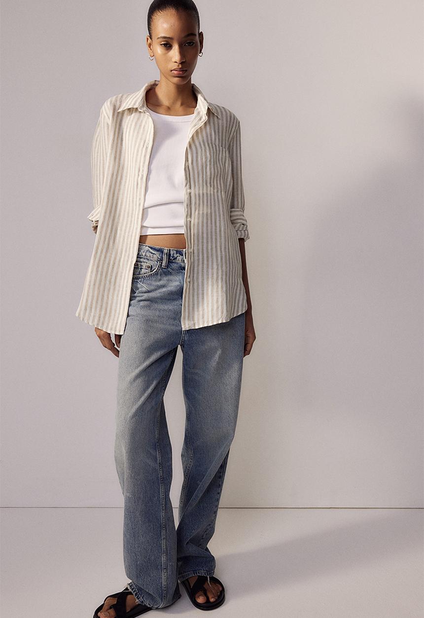 H&M - Linen shirt - beige multi