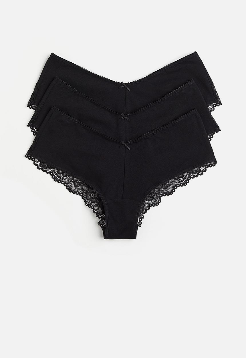 H&M - 3-pack cotton hipster briefs - black