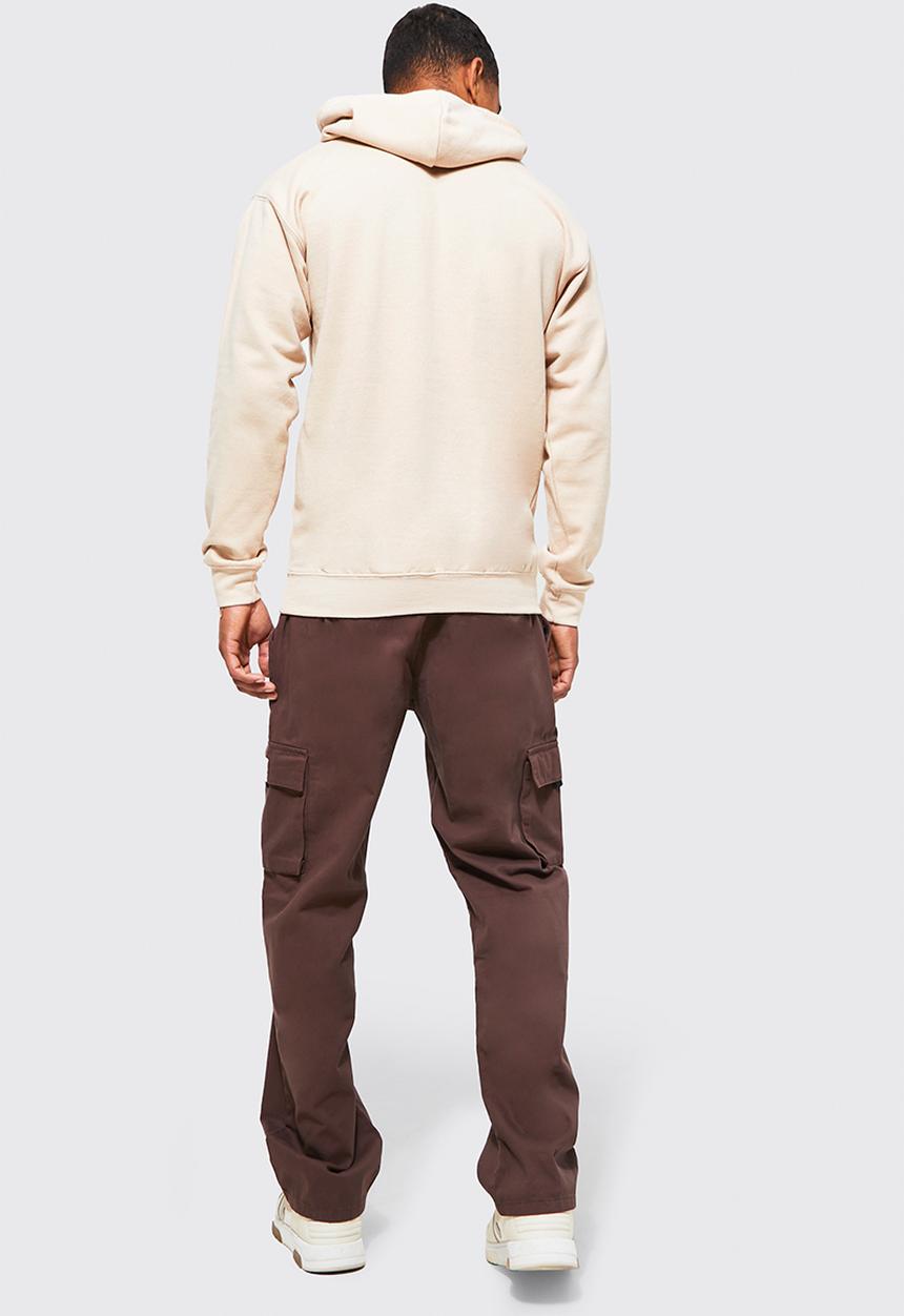boohooMAN - Elasticated Waist Relaxed Fit Buckle Cargo Trouser - Chocolate