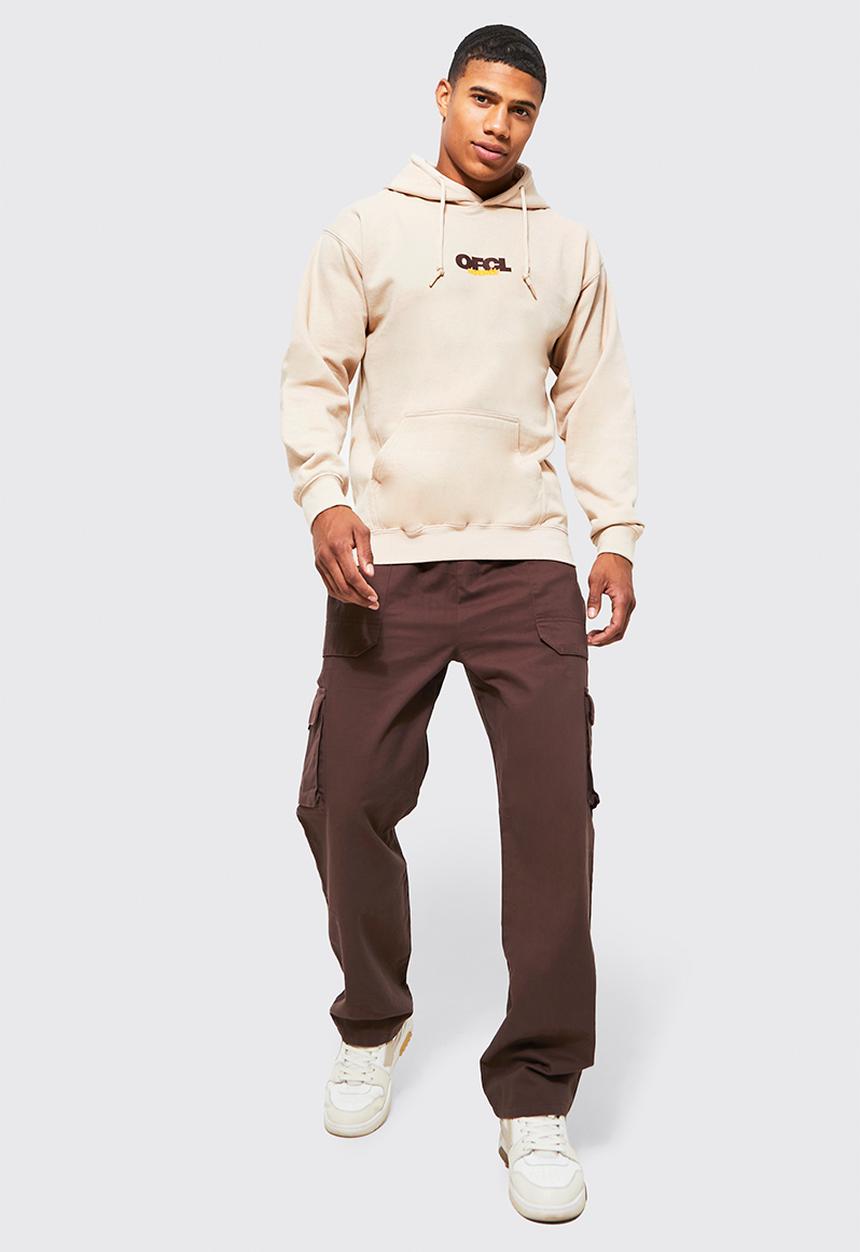 boohooMAN - Elasticated Waist Relaxed Fit Buckle Cargo Trouser - Chocolate