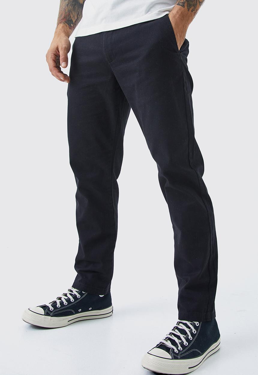 boohooMAN - Fixed Waist Slim Cropped Chino - Black