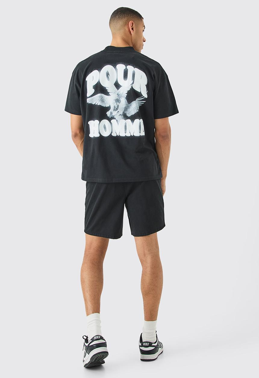 boohooMAN - Shorter Length Relaxed Fit Elasticated Waist Chino Shorts In Black - Black