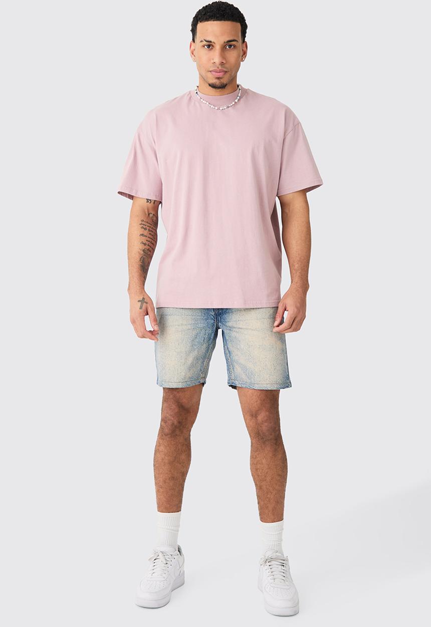 boohooMAN - Slim Rigid Denim Shorts In Vintage Blue - Vintage Blue