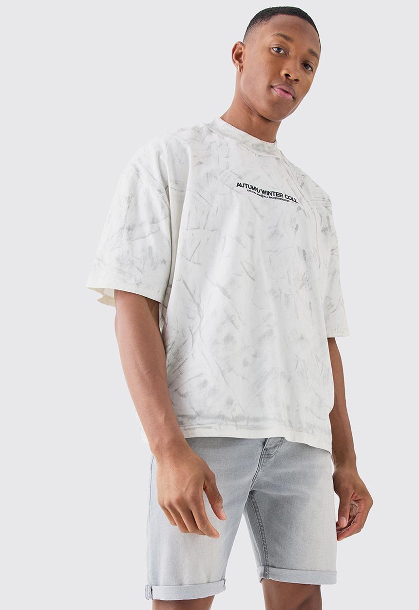 boohooMAN - Skinny Stretch Denim Shorts In Light Grey - Light Grey