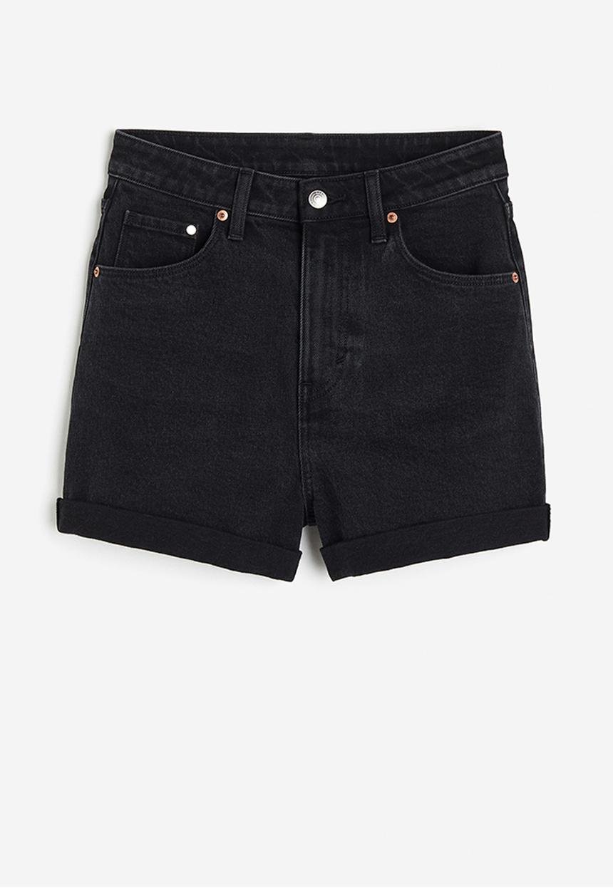 H&M - Mom ultra high denim shorts - black
