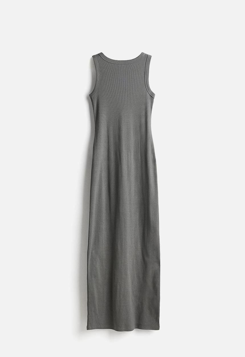 H&M - Ribbed bodycon dress - khaki green
