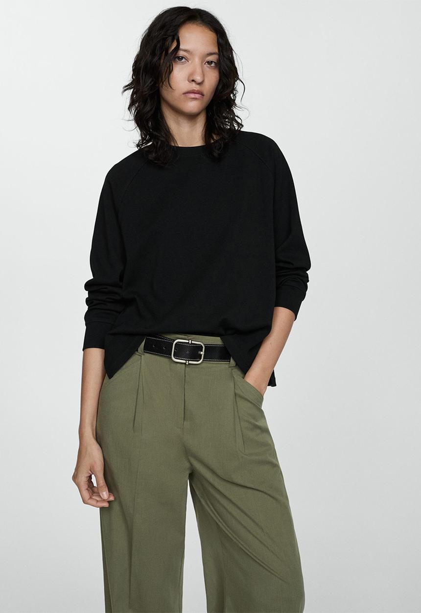 MANGO - Sweatshirt pique - black