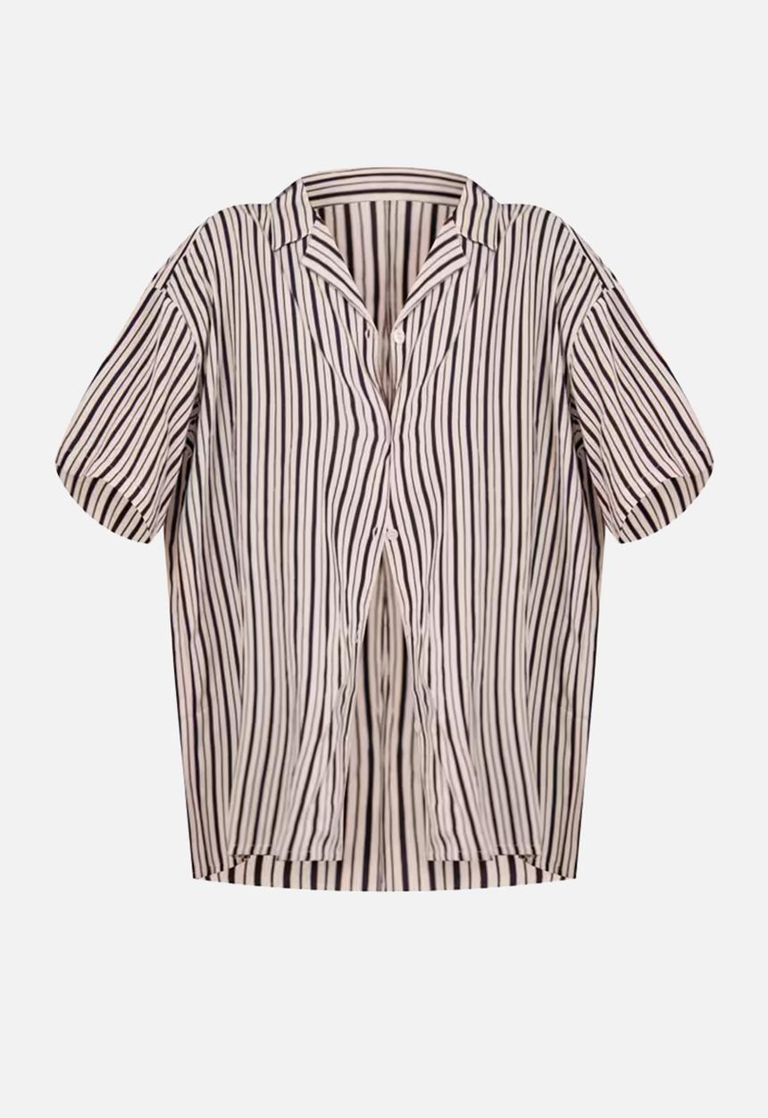 PrettyLittleThing - Oversized Boxy Short Sleeve Shirt - Black Stripe