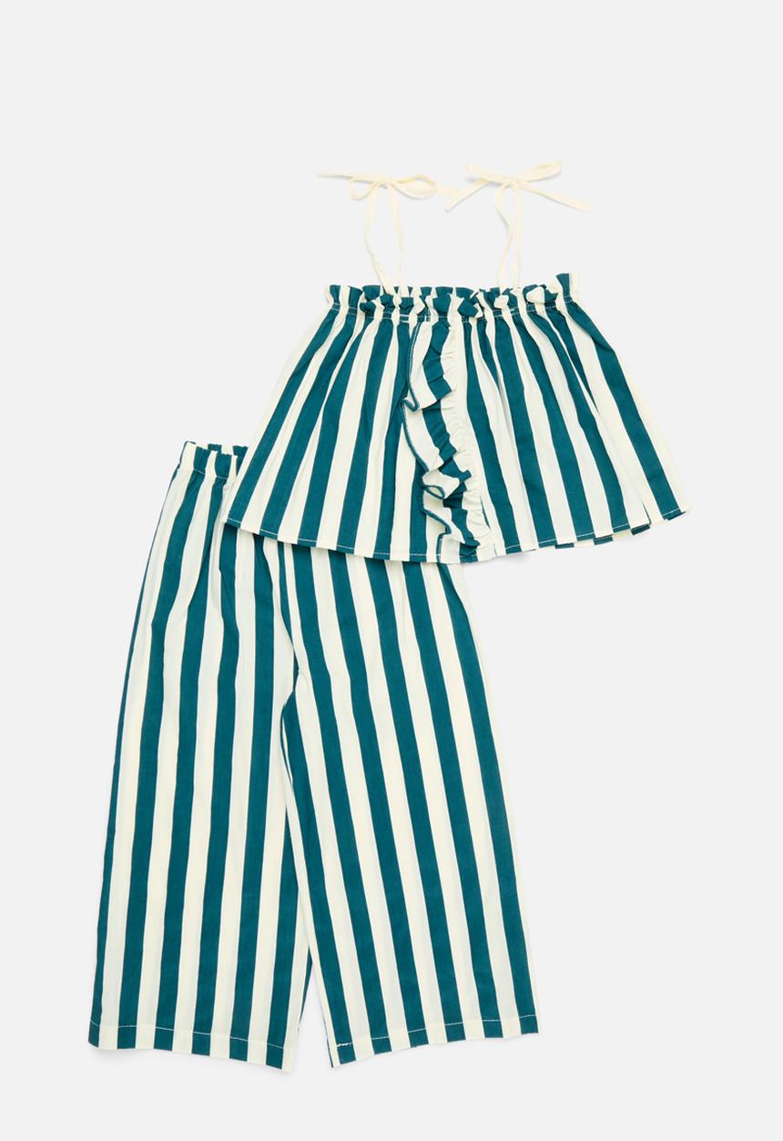 Pop Candy - Striped top and pant set - blue & white